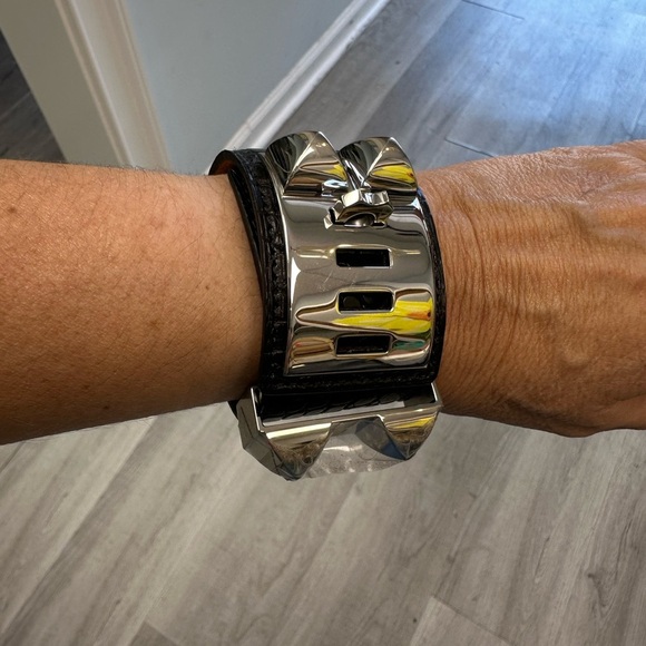 Hermès Collier de Chien CDC Bracelet Black Alligator with Palladium Hardware - Picture 14 of 15